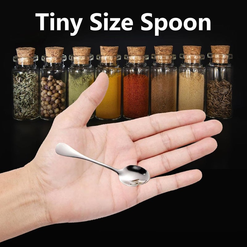 Asanta 4 PCS Tiny Stainless Steel Spoons, [Upgraded Larger Size, 3.54"] Mini Spoons for Spices Jars, Small Condiment Spoon for Spices, Salt, Sugar, Pepper, Honey - Image 4